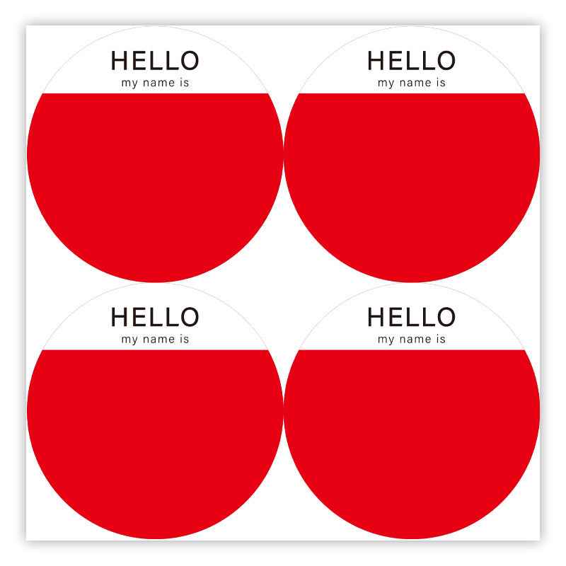 200Pcs Hello Name Tags Hello My Name is Stickers 8cm Round Red