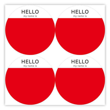 200Pcs Hello Name Tags Hello My Name is Stickers 8cm Round Red