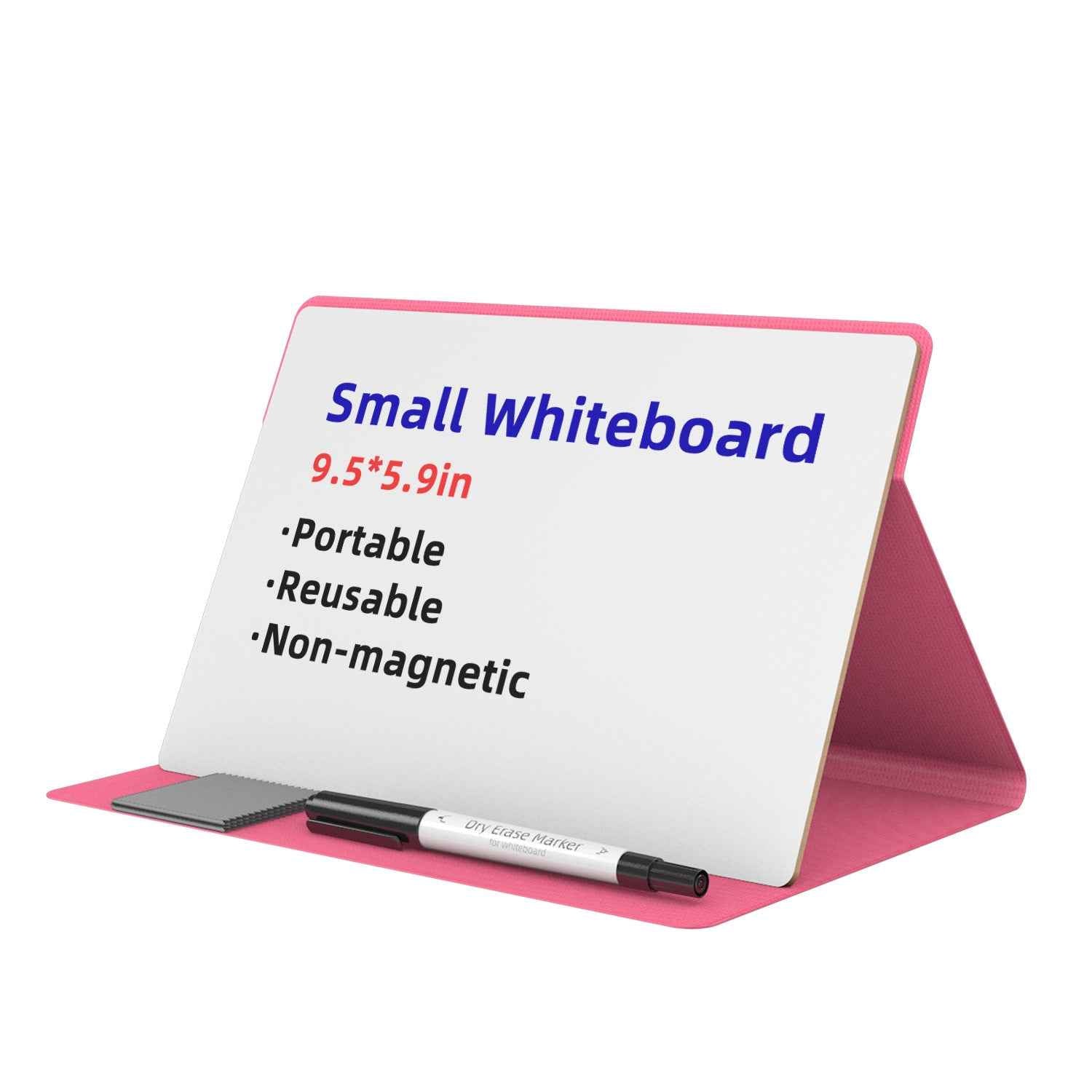 Desktop Dry Erase Board,9.5" X 5.9" Small White Board with Stand Pink