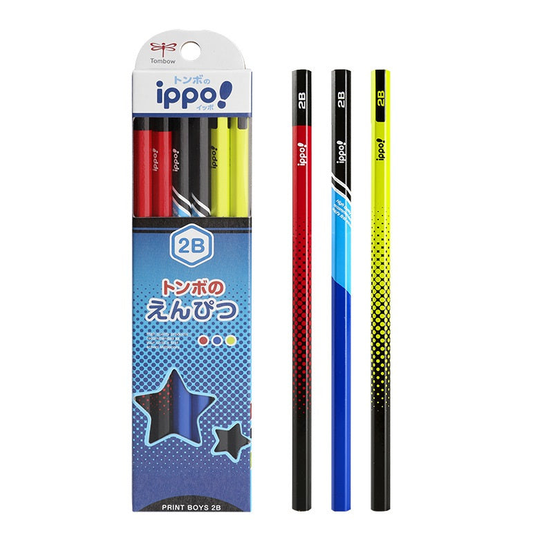 Tombow ippo! Kakikata Wood Pencil 2B HB,Print Boys,12 Pack HB