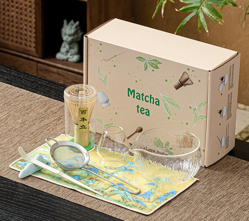 Japanese Glass Matcha Tool Set | 7-Piece Ceremonial Tea Kit