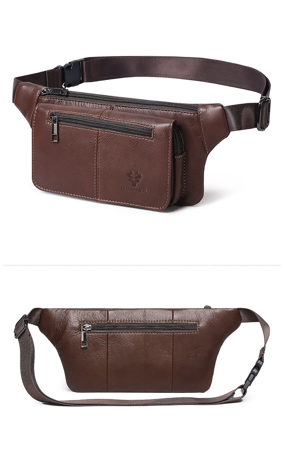 Genuine Leather Waist Crossbody Bag,Outdoor Sports Chest Pack