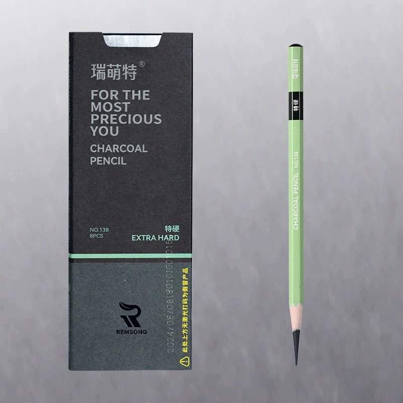 REMSONG Charcoal Pencils for Artists Drawing 8 Pieces Extra Hard
