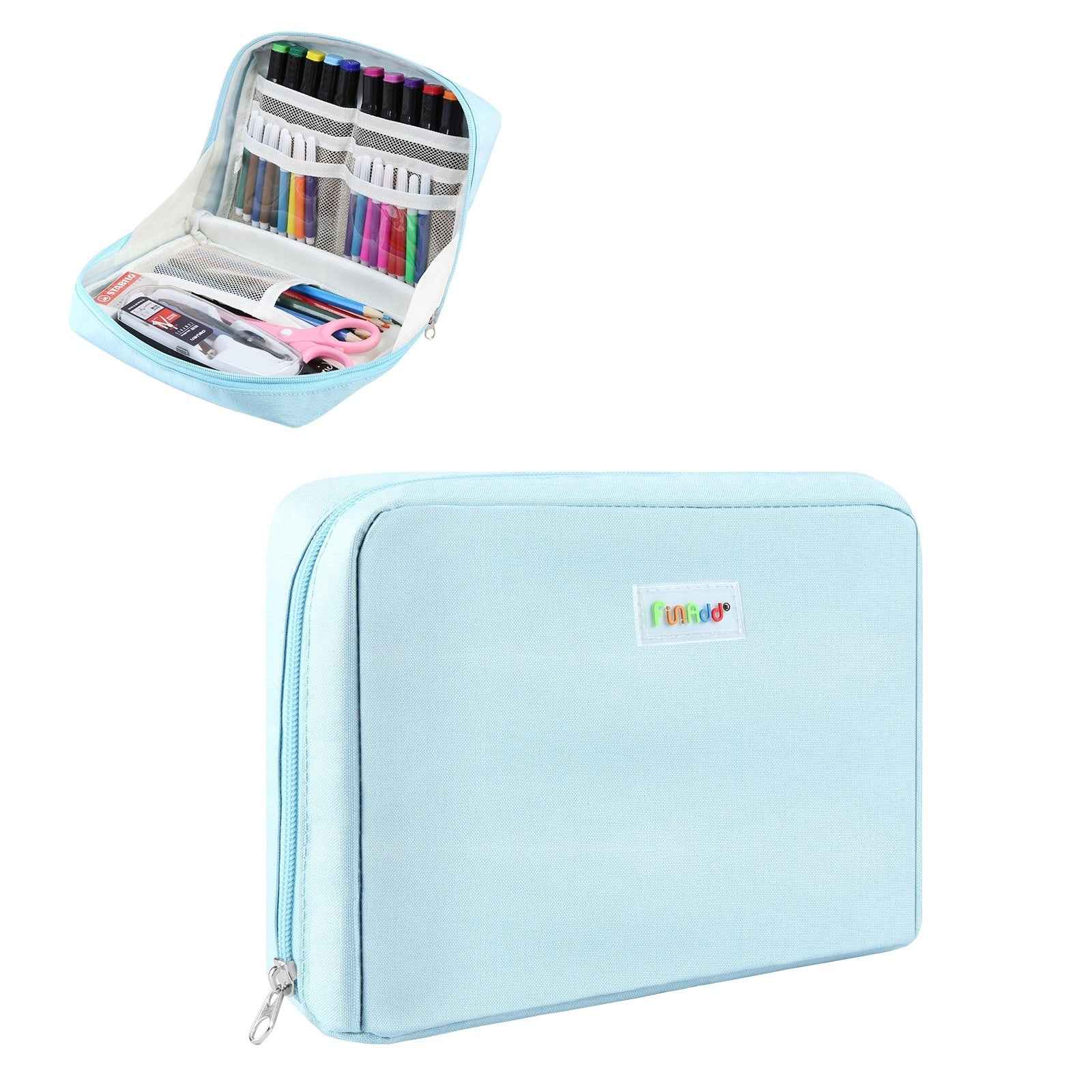 AddFun Portable Pencil Bag,Large Pencil Case for Teen Boys Girls Blue