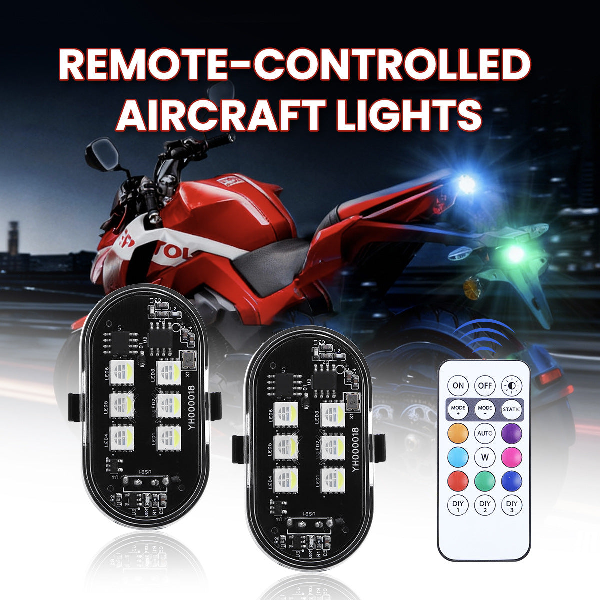 6LEDs Wireless LED Strobe Lights for Car with Remote Control