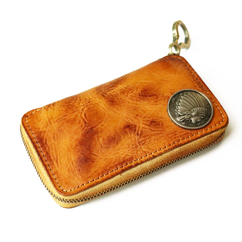 Genuine Vegetable Tanned Leather Key Pouch for Men