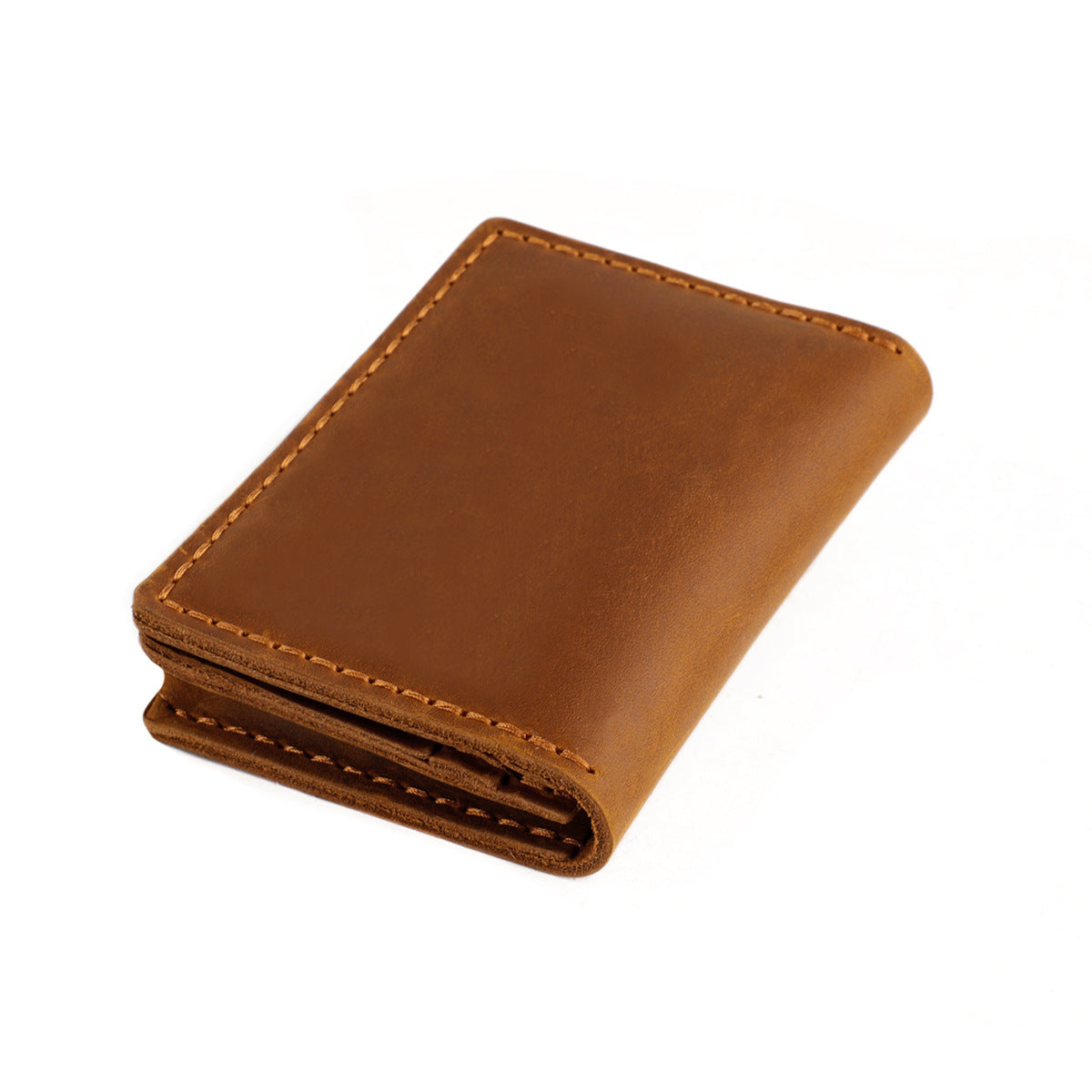Handmade Crazy Horse Leather Card Holder Slim Wallet Brown