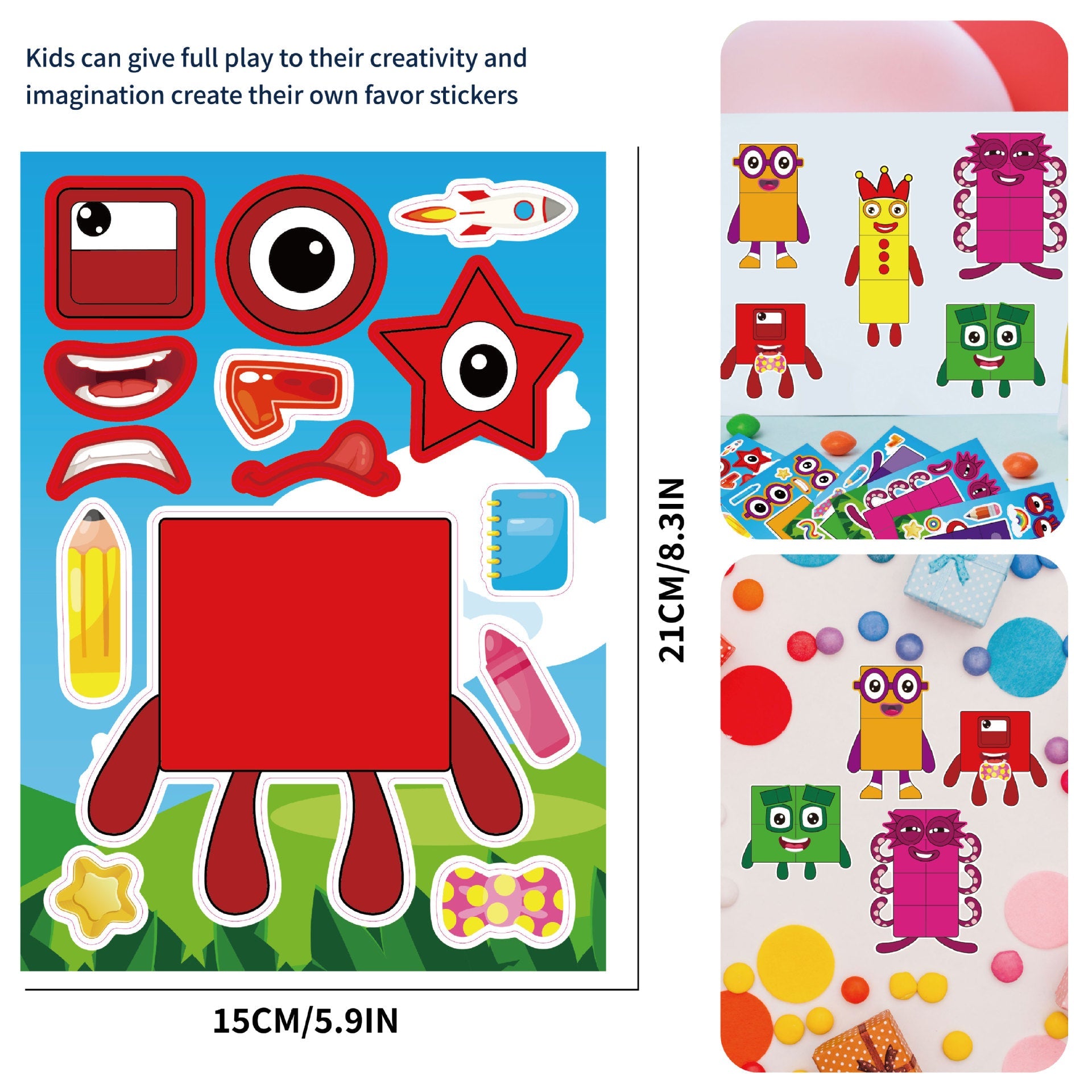 Make a Face Anime Building Block Stickers for Kids 24 Sheets