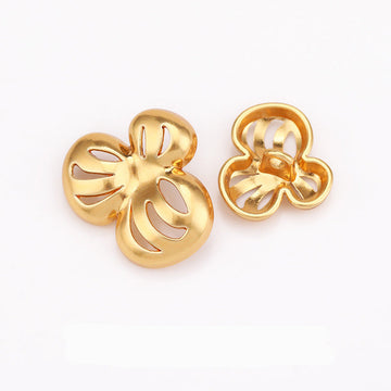 Hollow flower metal shank buttons, gold tone, set of 20 pieces