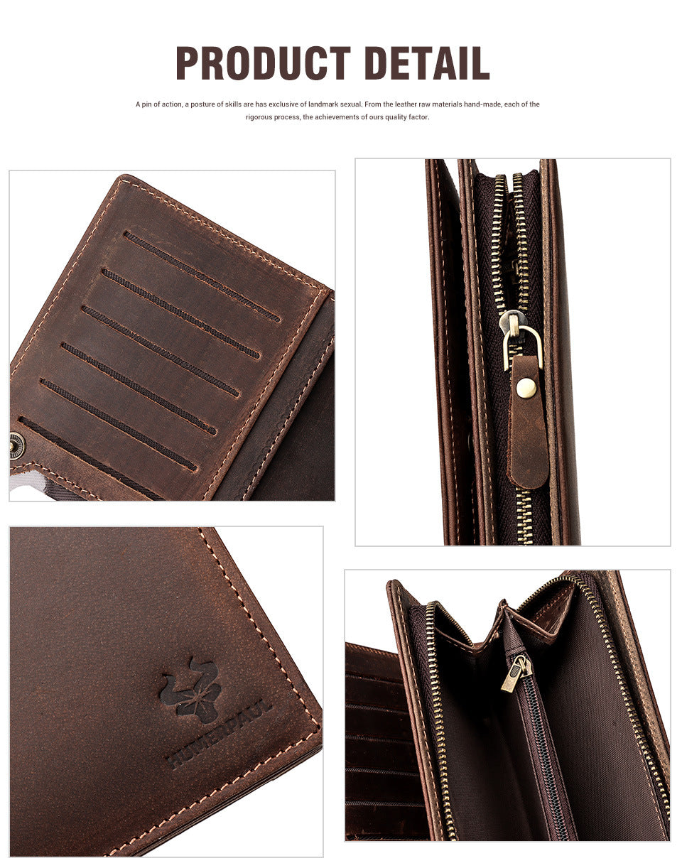 Men's Top Grain Leather Long RFID Blocking Wallet