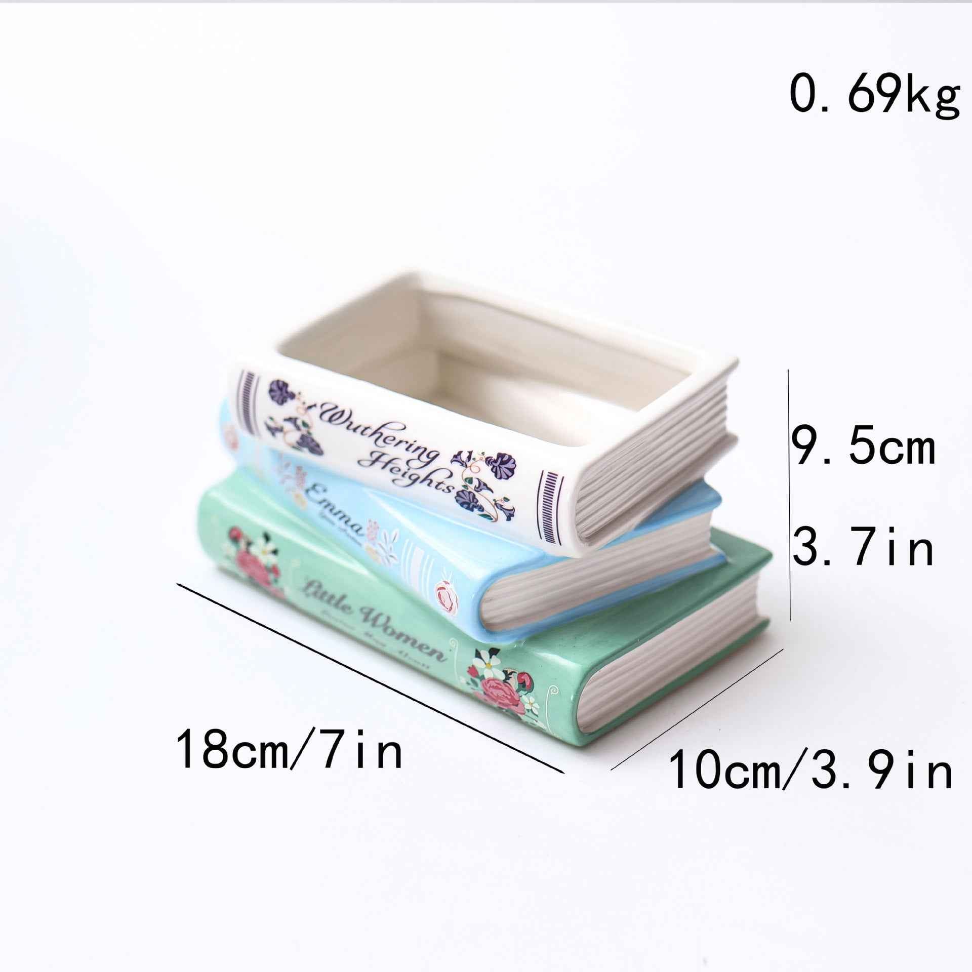 Ceramic Book-Shaped Decorative Planter for Home Decor Book Lovers D