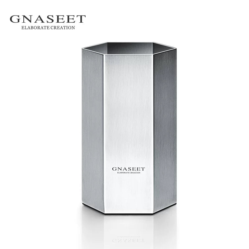 GNASEET Stainless Steel Hexagonal Diamond Pen Holder – Desktop Organizer & Desk Decor | 63x63x107mm