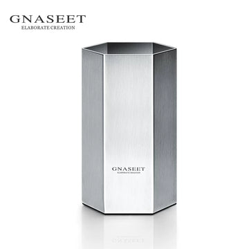 GNASEET Stainless Steel Hexagonal Diamond Pen Holder – Desktop Organizer & Desk Decor | 63x63x107mm