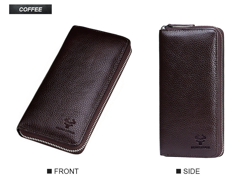 Vintage Men's Wallet,Long Genuine Leather Clutch