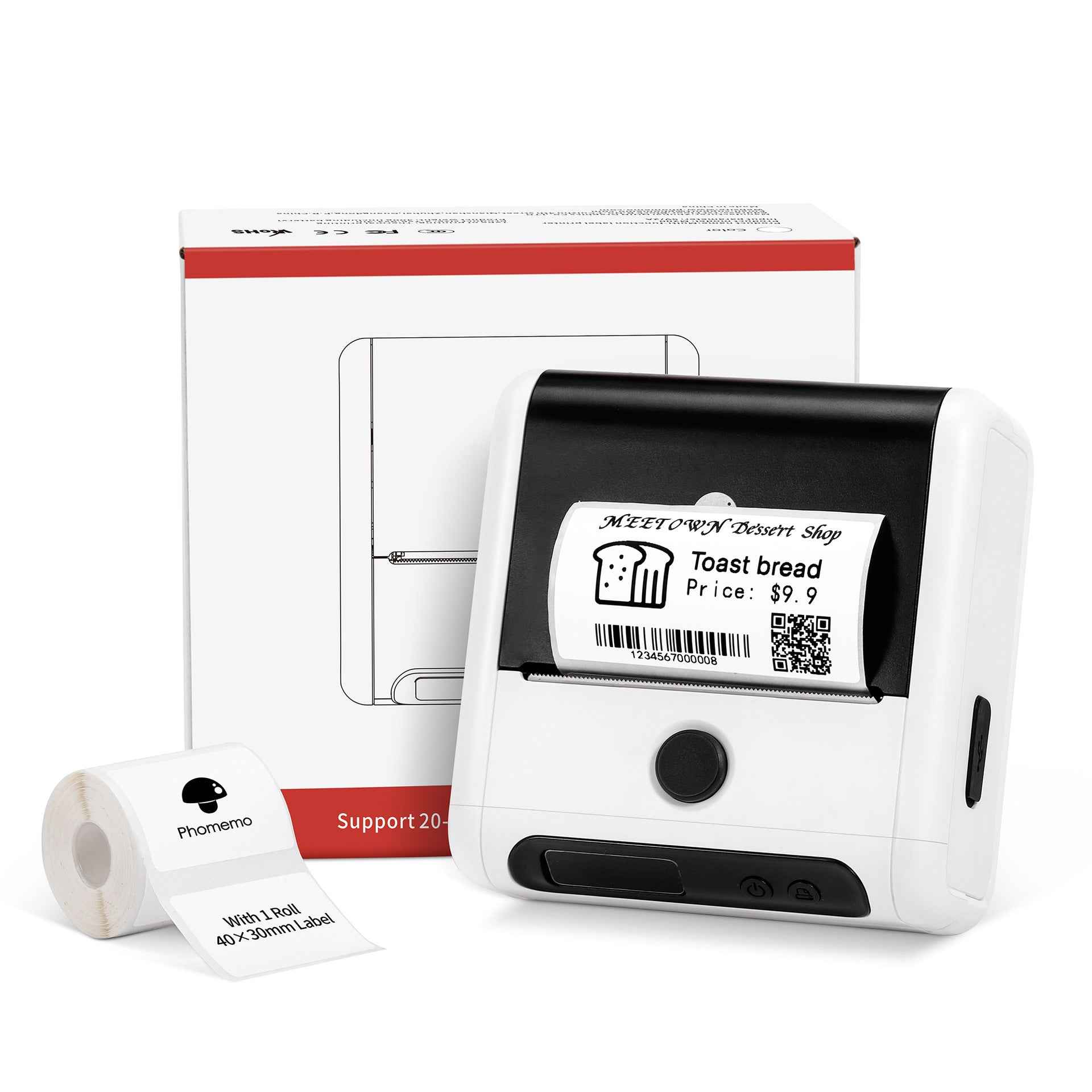 Phomemo M200 Label Maker,Bluetooth Thermal Label Printer (Type-C Charger) White