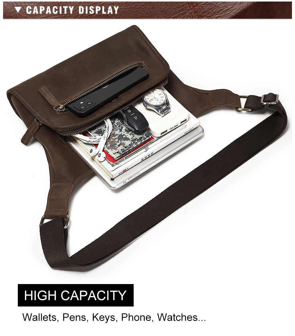 Men's Genuine Leather Commuter Shoulder Crossbody Bag