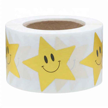 500pcs Happy Star Smile Face Reward Stickers,1.5 inch Gold