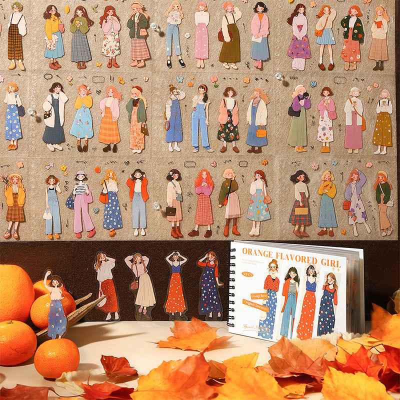 Orange Flavored Girl Series PET Sticker Book for Journaling Scrapbooking