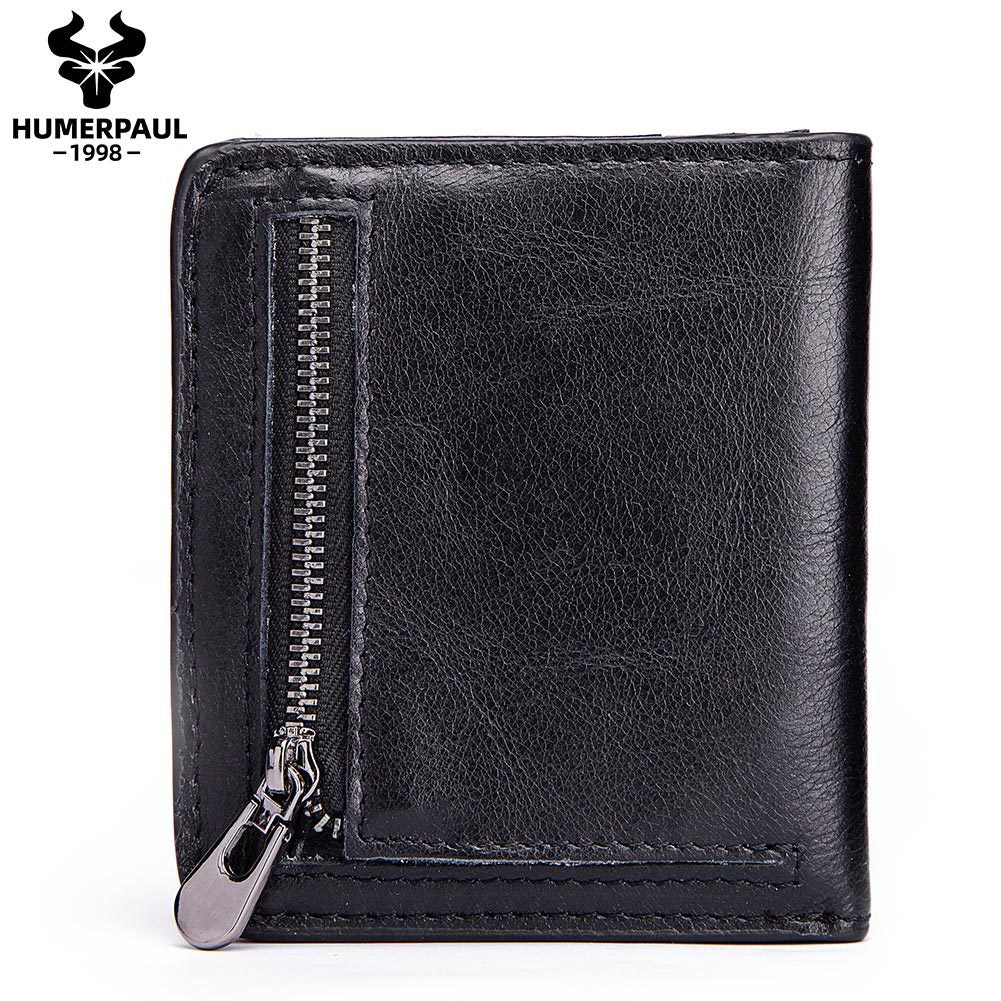 Men's Leather Short Wallet Top Grain Cowhide Minimalist Card Holder Red