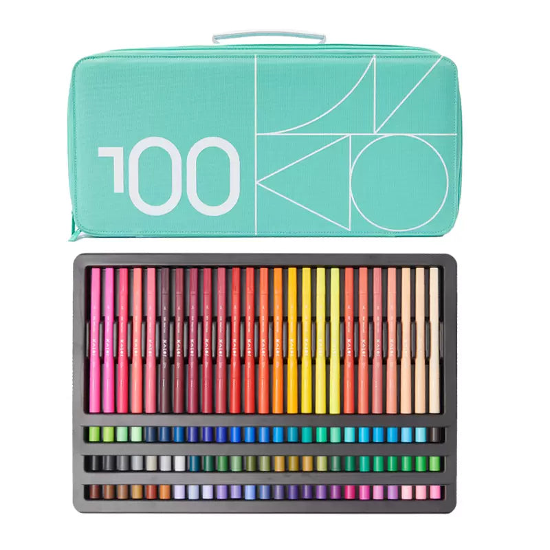 KALOR 36/100 Dual Tip Marker,Fineliner and Watercolor Brush Pens 100 Color