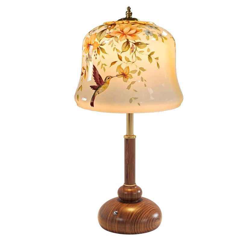 Song Dynasty Style Chinese Table Lamp - Vintage Floral Glass Shade