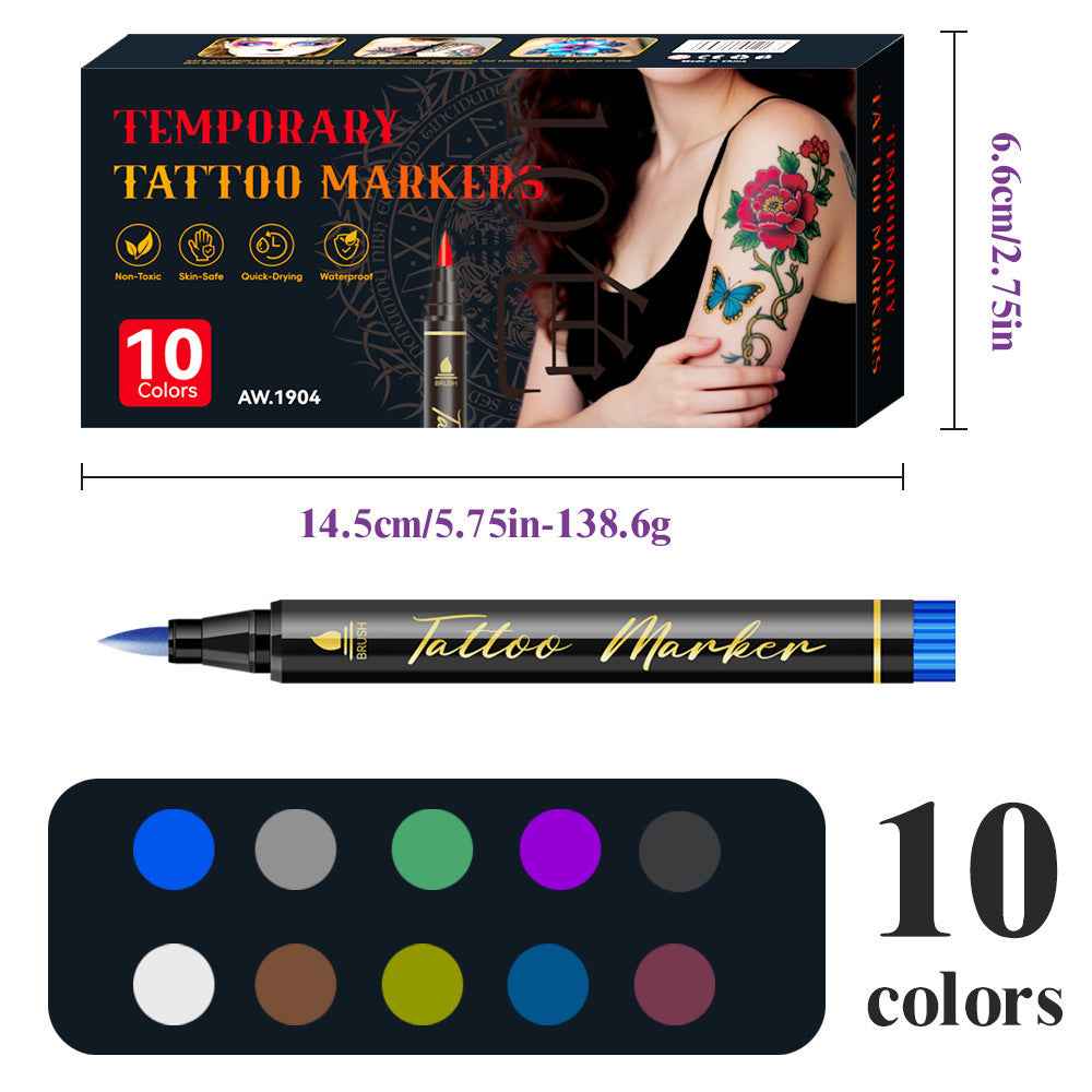 10/12/18/24 Colors Temporary Tattoo Markers Set 10 Color
