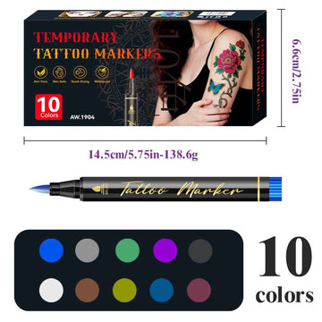 10/12/18/24 Colors Temporary Tattoo Markers Set 10 Color