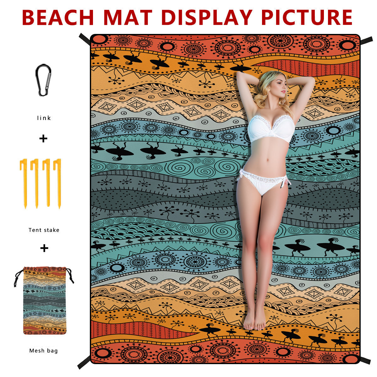 Bohemian Beach Mat & Outdoor Picnic Blanket – Waterproof 220 x 180cm