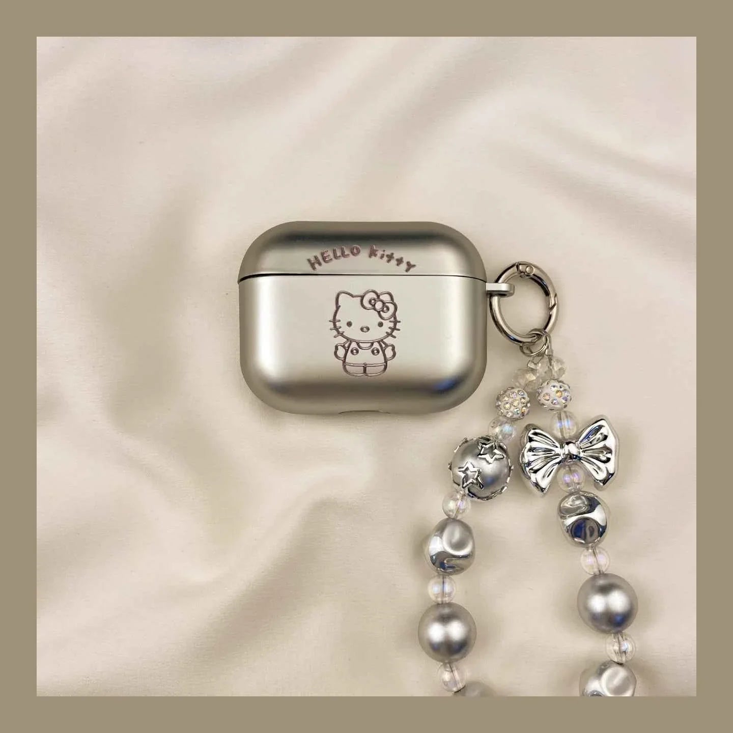 Premium Silver Electroplated Hello Kitty Apple AirPods Case C