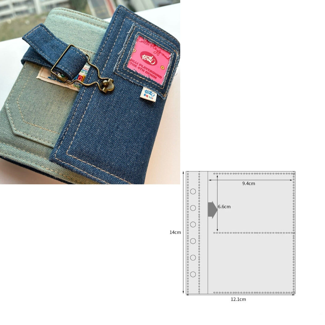 Vintage A7 Denim Card Binder – Loose-Leaf Photo Album for 3-Inch Cards Single Pocket