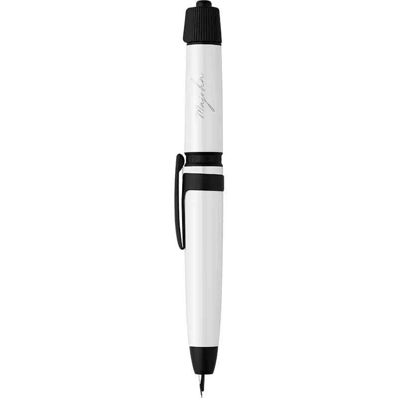 Majohn A3 Fountain Pen Retractable Extra Fine Nib with Converter Case Set White with Black Clip
