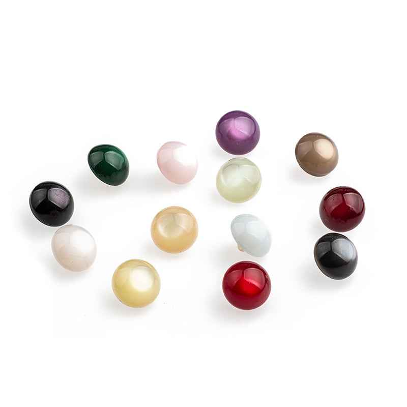 11.5mm iridescent ripple mushroom resin buttons, multicolor set of round domes