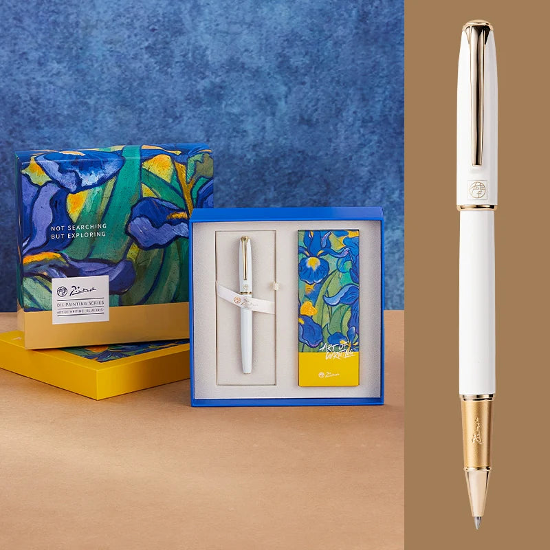 Picasso R16S Luxury Metal Ballpoint Pen Gift Set Oil Painting Gold White