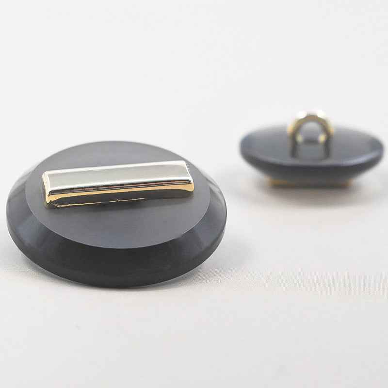 23/25mm transparent resin metal shank button with gold rectangular bar