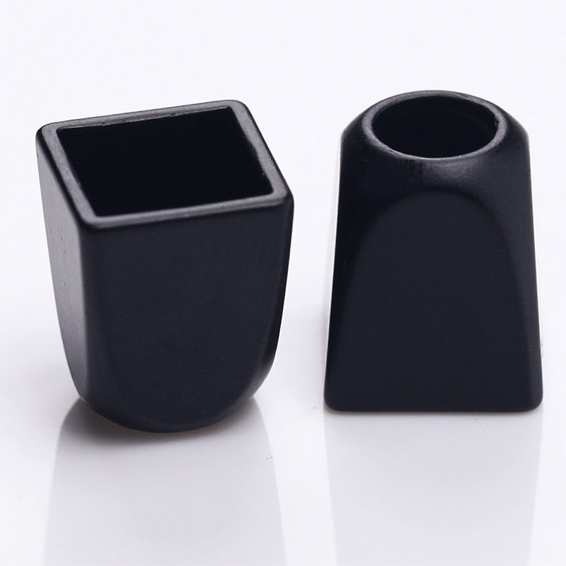 Square bell cord end caps, black finish, square top with round cord opening