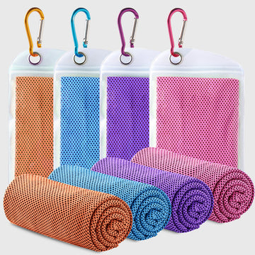 Instant Cooling Sport Towel 4-Pack with Carabiner Clip