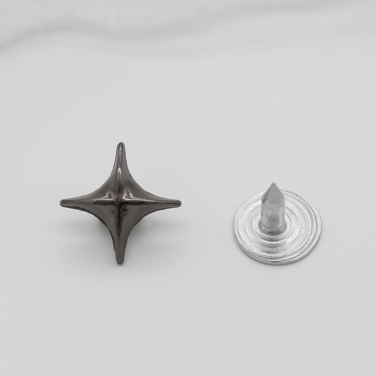 Four-Point Star Metal Stud Buttons for Shoes & Clothing, 100-Pack Gunmetal