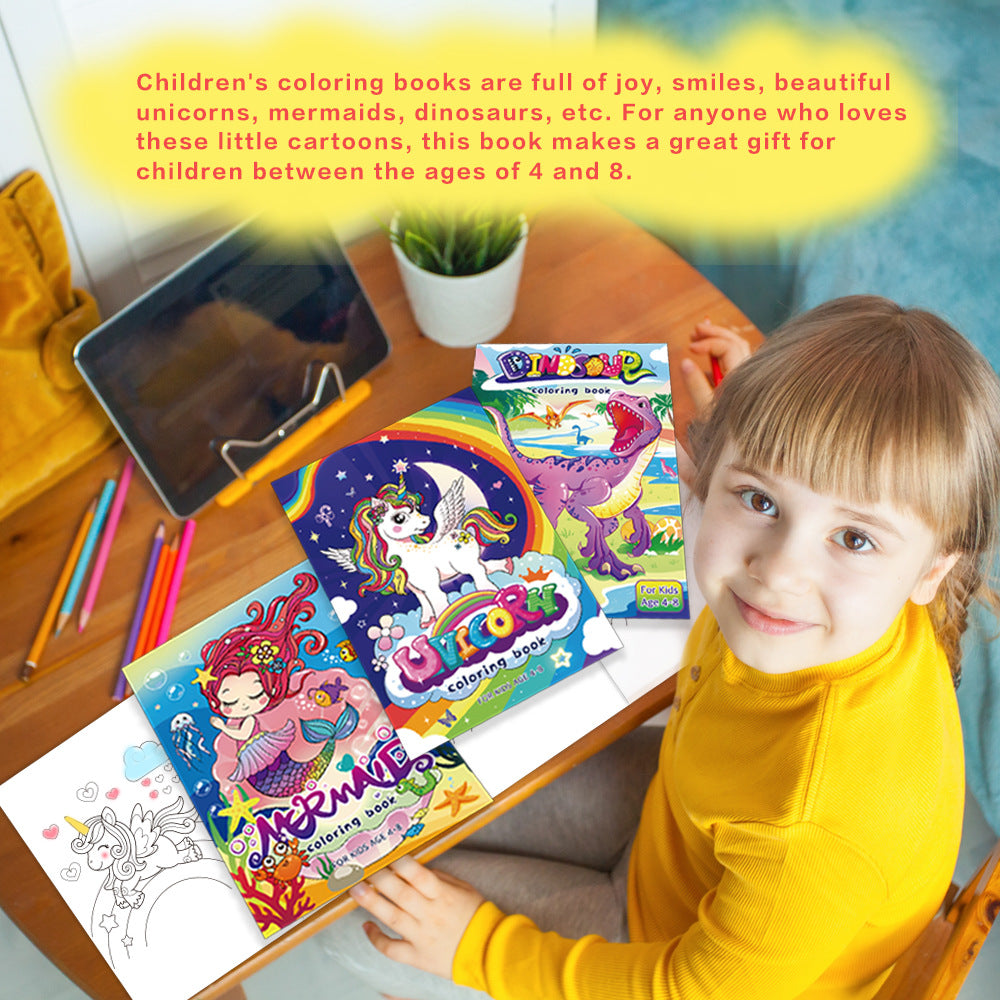 Kids Colouring Books 3-Pack – Unicorn, Mermaid & Dinosaur | 60 Pages