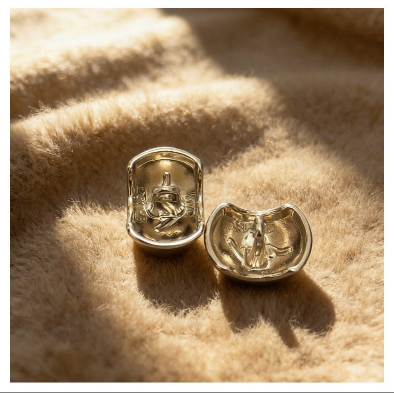 Arched monogram metal button backs with engraved letter on metal loops