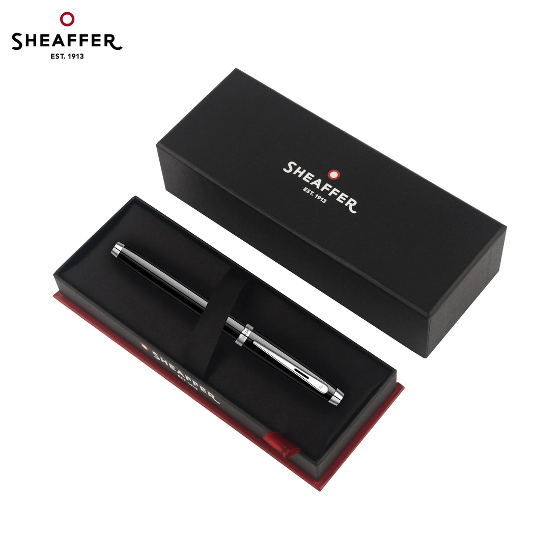 Sheaffer 100 Fountain Pen – Fine Nib (F, ~0.5mm), White Clip, All-Steel / Black Lacquer / Blue Lacquer All Steel
