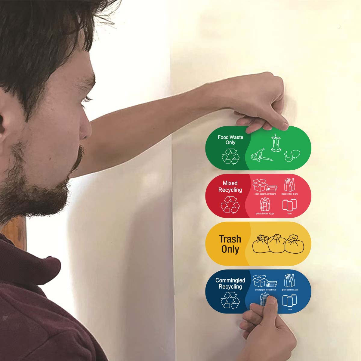 20PCS Mixed Recycle Stickers for Trash Bins for Home Office