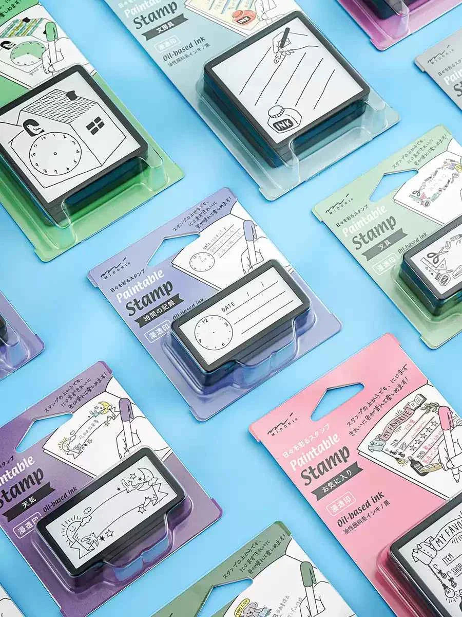 Midori Paintable Stamp Oil Based Ink Rubber Stamp Square 50x50mm