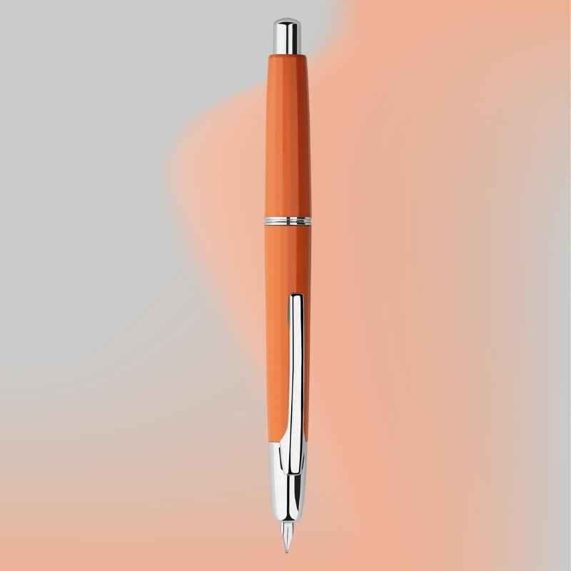 Majohn A2 Press Retractable Fountain Pen Extra Fine Nib with Box Orange--Silver Clip
