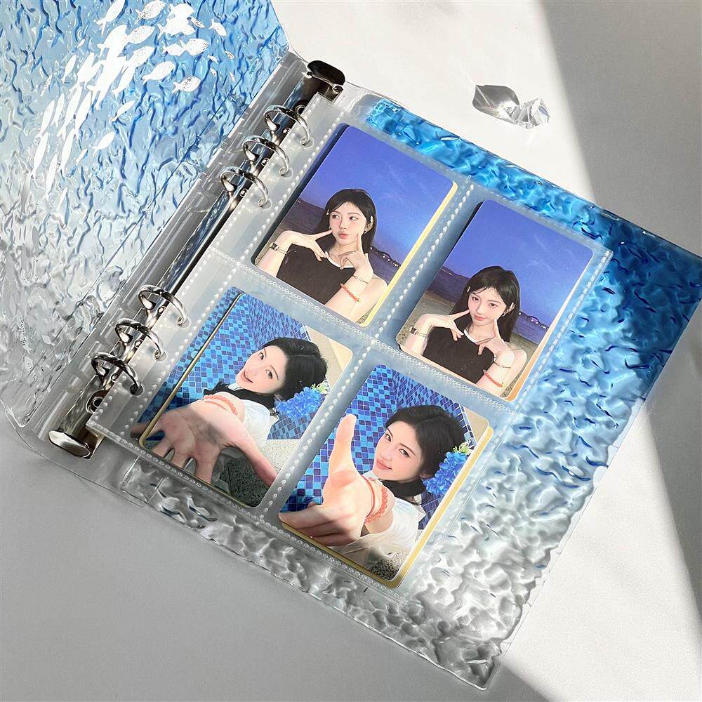 Acrylic Ocean Blue Gradient Card Binder – Loose-Leaf Photo Album for 3-Inch Cards, 40 Pages, 4 Pockets Per Page