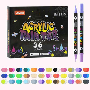 12/24/36 Colors Acrylic Paint Pens,Dual Brush Tip & Two Colors 36 PCS