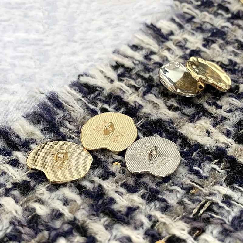 Irregular metal hand-sewn buttons in gold and silver, slim 18/21/23mm, 48-pack
