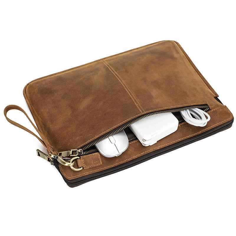 Contacts Family MacBook Pro 14 Case – Leather Laptop Sleeve Brown