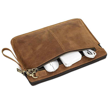 Contacts Family MacBook Pro 14 Case – Leather Laptop Sleeve Brown