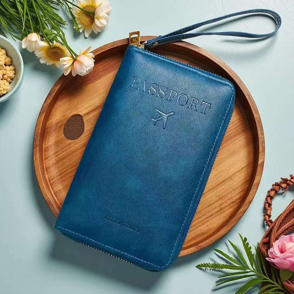 RFID Passport Holder Travel Wallet Peacock Blue