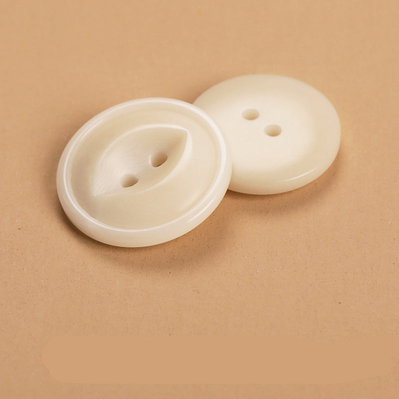 Beige round 2-hole buttons set, front and back pair